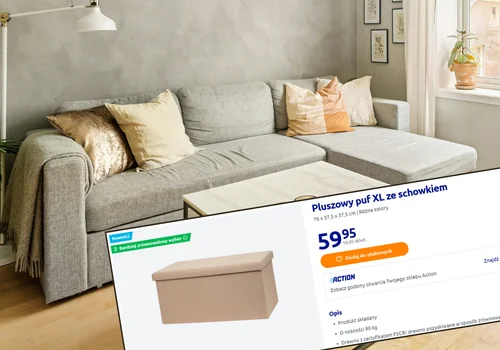 Ten pluszowy puf XL ze schowkiem z Action za 59,95 zł to hit do każdego wnętrza! Praktyczny, składany i stylowy