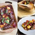 Kiełbasa pieczona z fasolą, pomidorami i ziemniakami