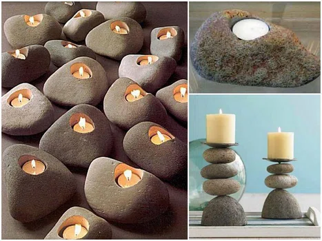 Kamienne podstawki na świeczki