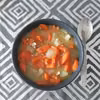 Zupa z dużą ilością warzyw, białą kaszą gryczaną zabielana mlekiem kokosowym...