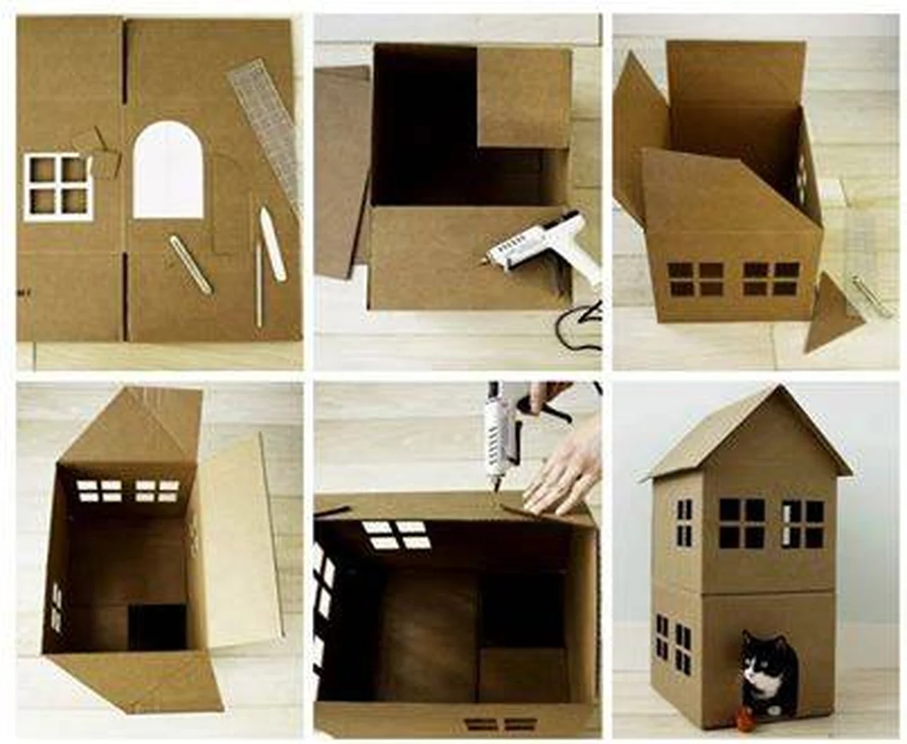Domek dla kota z kartonu
