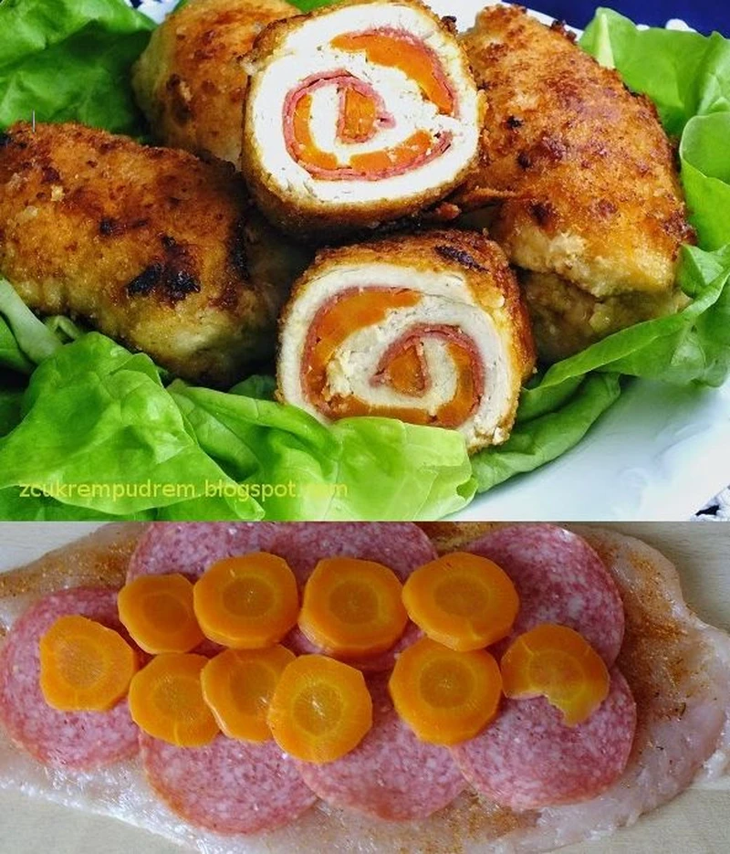 Roladki z kurczakiem z salami