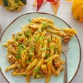 Penne z dynią, grzybami i boczkiem