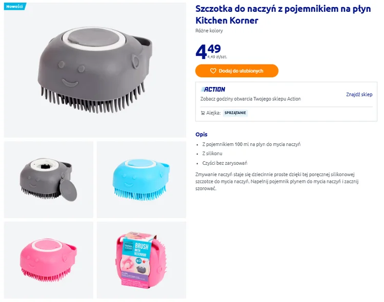 Zdjęcie Ten gadżet z Action za 4 zł odmieni mycie naczyń i łazienki! Pojemnik na płyn, sylikonowe włoski - dokładne czyszczenie bez zarysowań #1