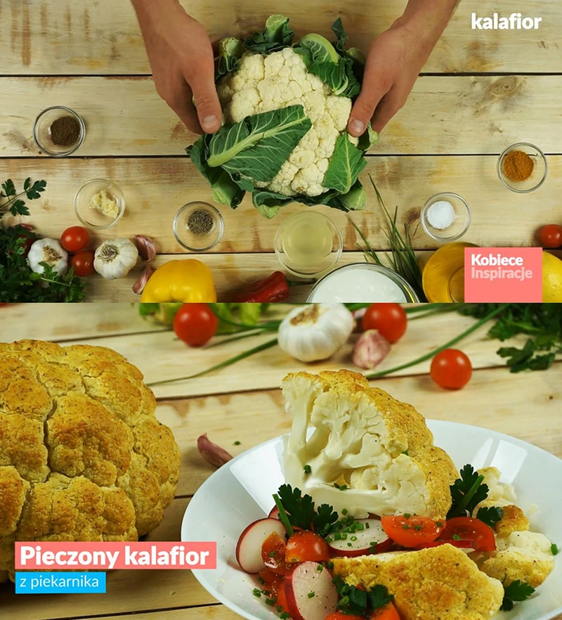 Pieczony kalafior w śmietanie z piekarnika