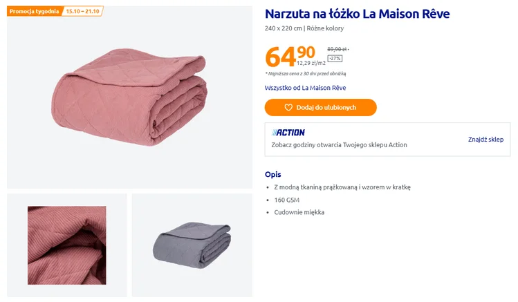 Zdjęcie Ta narzuta z Action totalnie odmieni sypialnie za 64,90 zł! Cudownie miękka, sztruksowy motyw i modne kolory robią wrażenie #1