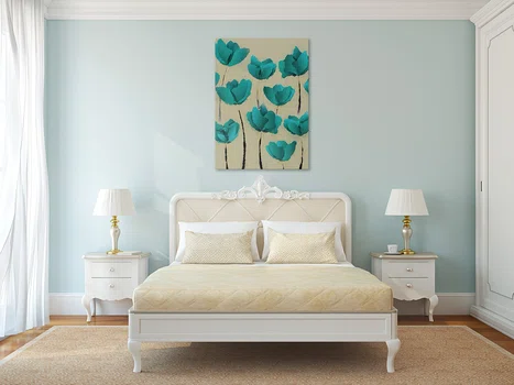 Maki w turkusie - nowoczesny obraz na płótnie