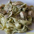 Tagliatelle z kurczakiem, szpinakiem i pieczarkami