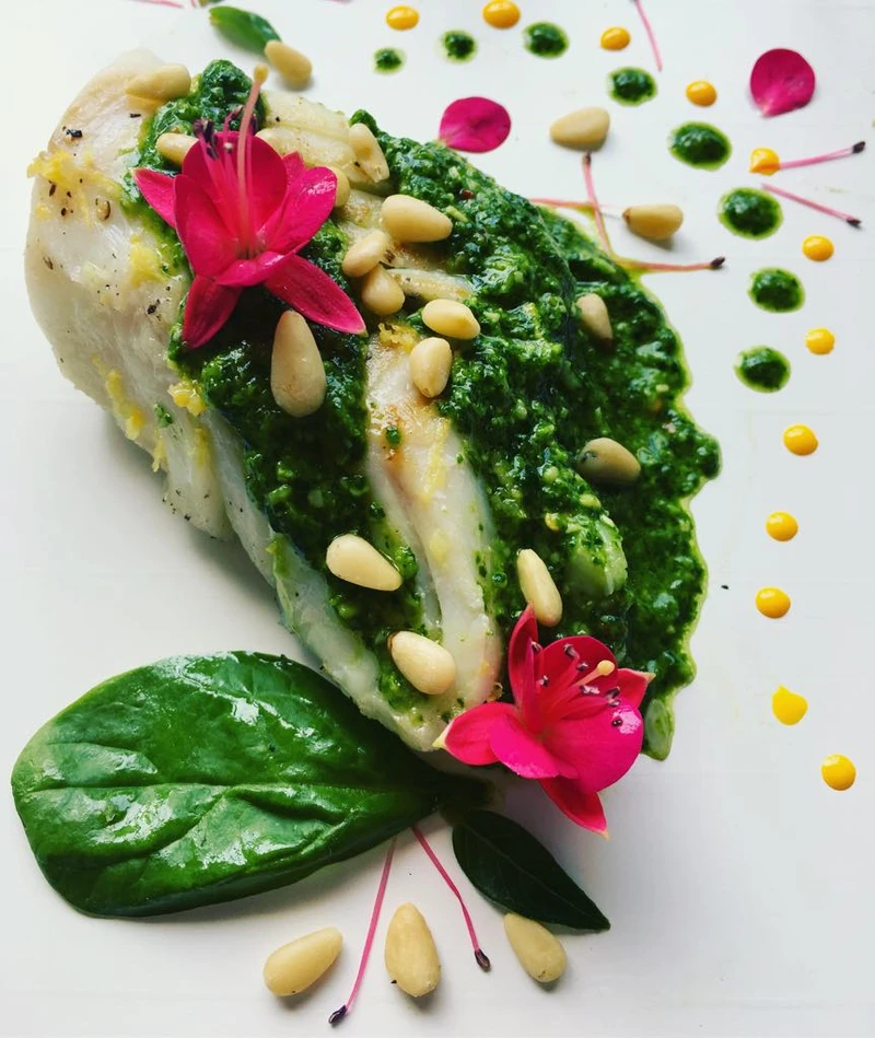 Dorsz ze szpinakowym pesto