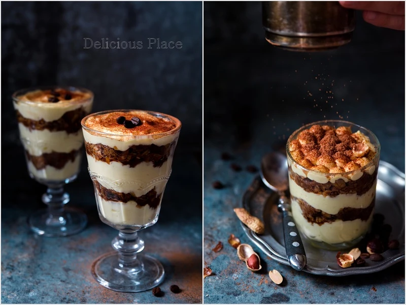 Tiramisu z karobem i orzeszkami