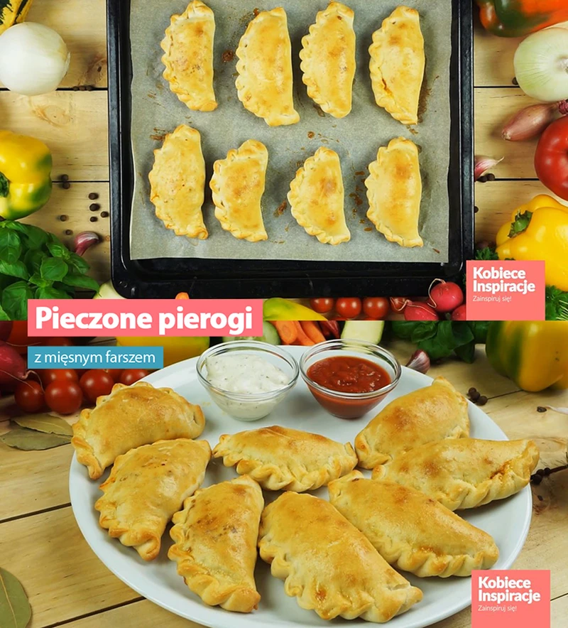Pieczone pierożki z mięsnym farszem