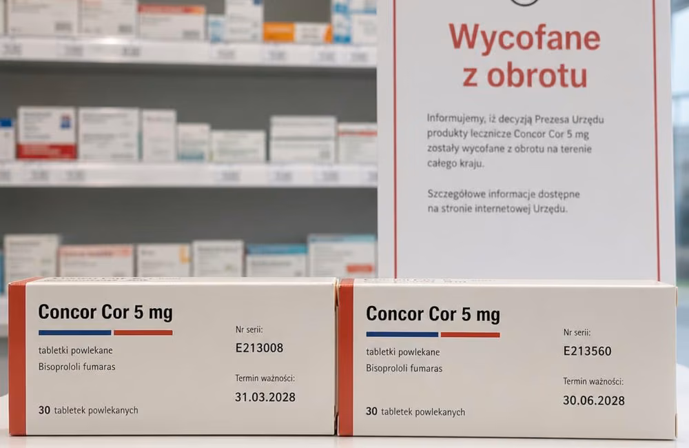 GIF wycofuje dwie serie Concor Cor 5 mg z obrotu w Polsce z powodu zanieczyszczenia N‑Nitroso‑Bisoprolol