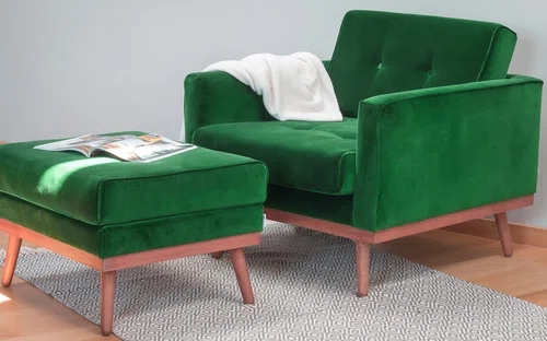 Fotel i sofa w butelkowej zieleni - gdzie będą pasować?