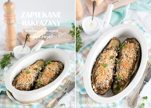 Bakłażan faszerowany mielonym mięsem i pęczakiem
