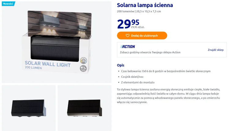 Zdjęcie Ta nowa lampa solarna z Action za 29,95 zł pięknie oświetli elewacje domu lub balkon! Zero kabli, wbudowany czujnik, a efekt zachwyca #1