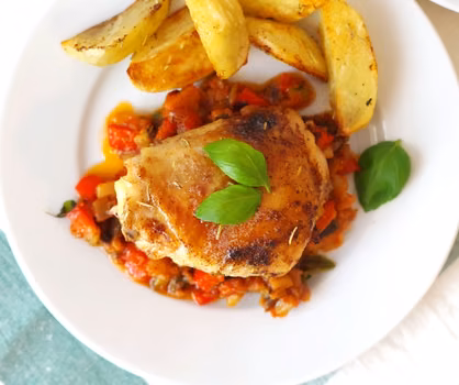 Udziec kurczaka na ratatouille