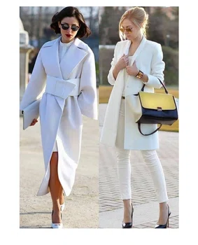 Bardzo elegancki biały płaszcz