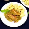 Pierś z kurczaka z pesto bazyliowym i groszkiem