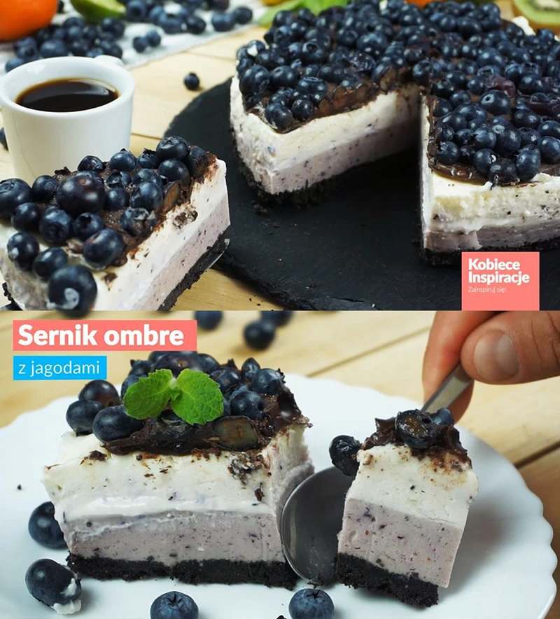 Sernik ombre z jagodami