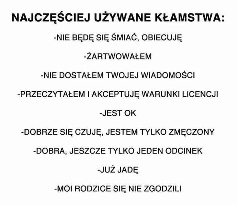 Najczęściej używane kłamstwa