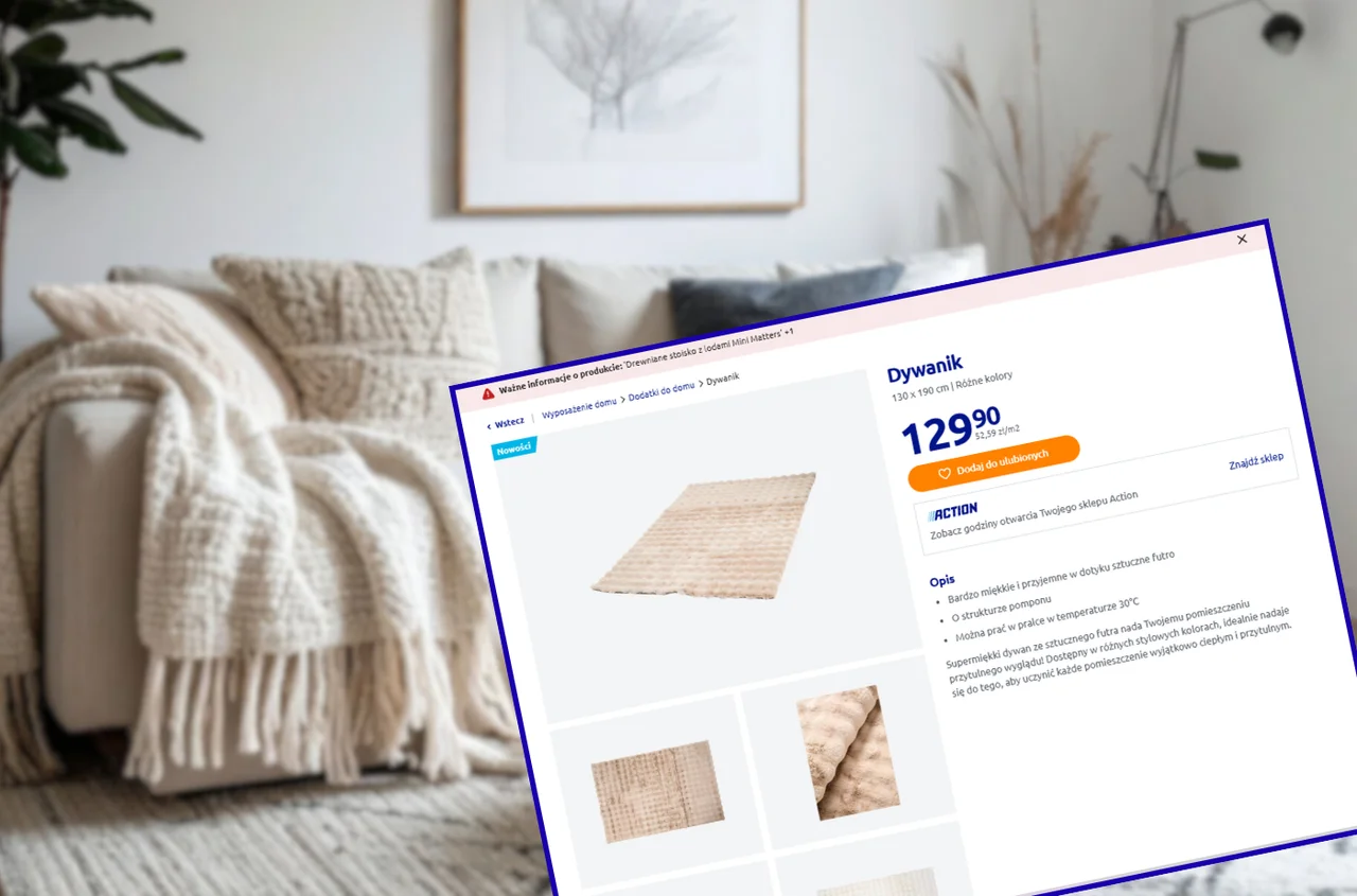 Ten nowy dywan z Action za 129 zł to gorący hit wnętrz! Mięciutki, a bąbelkowa struktura zrobi w pokoju duży efekt wow