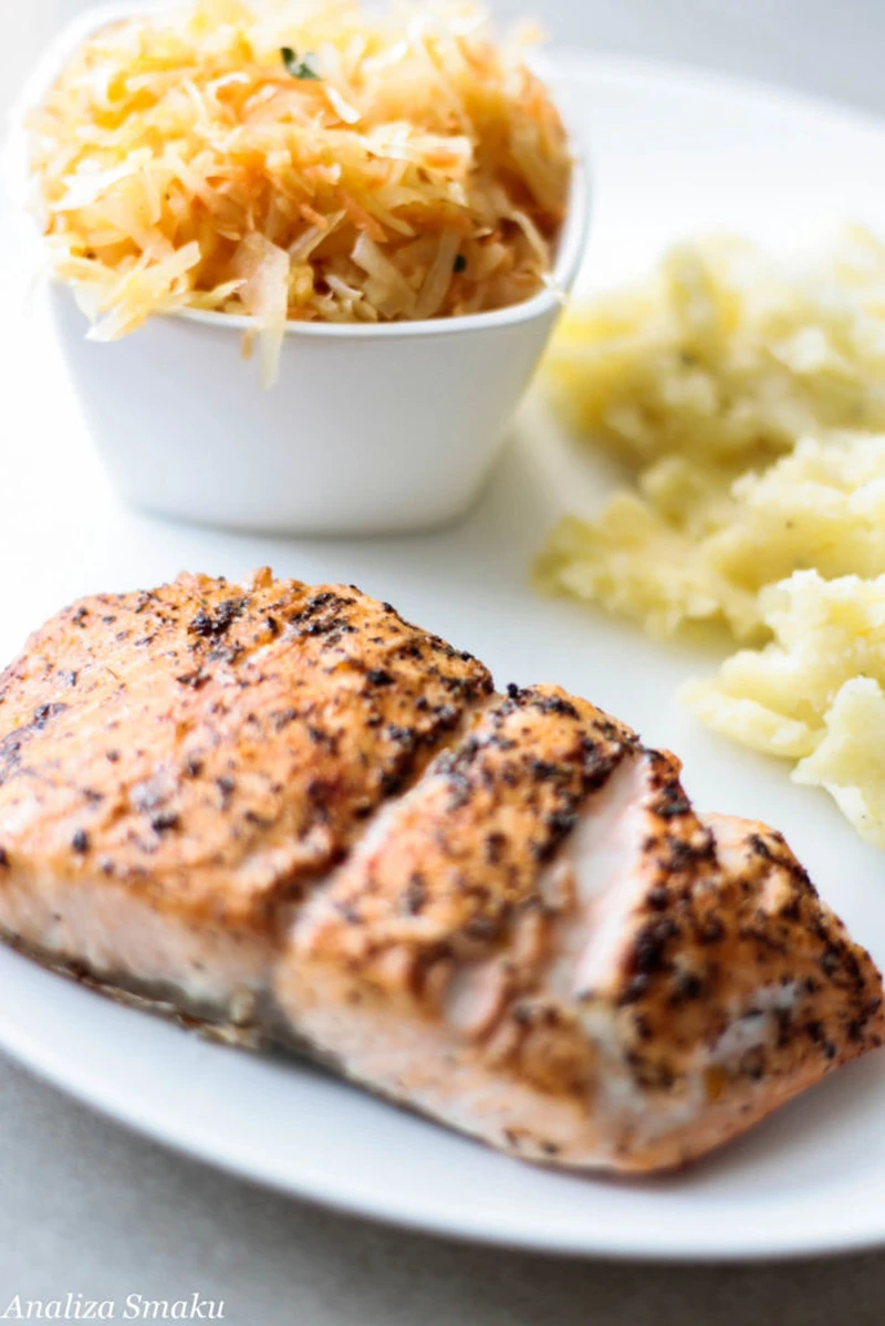 Grillowany łosoś z purée ziemniaczanym