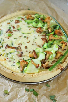 Tarta orkiszowa z cukinią, kurkami