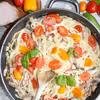 Spaghetti z polędwicą wiejską i pomidorkami