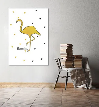 Świetny obraz z motywem żółtego flaminga do nowoczesnych wnętrz