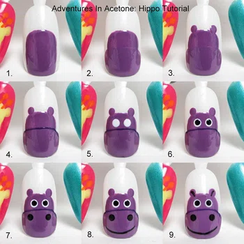 Cudowne hipopotamki - paznokcie