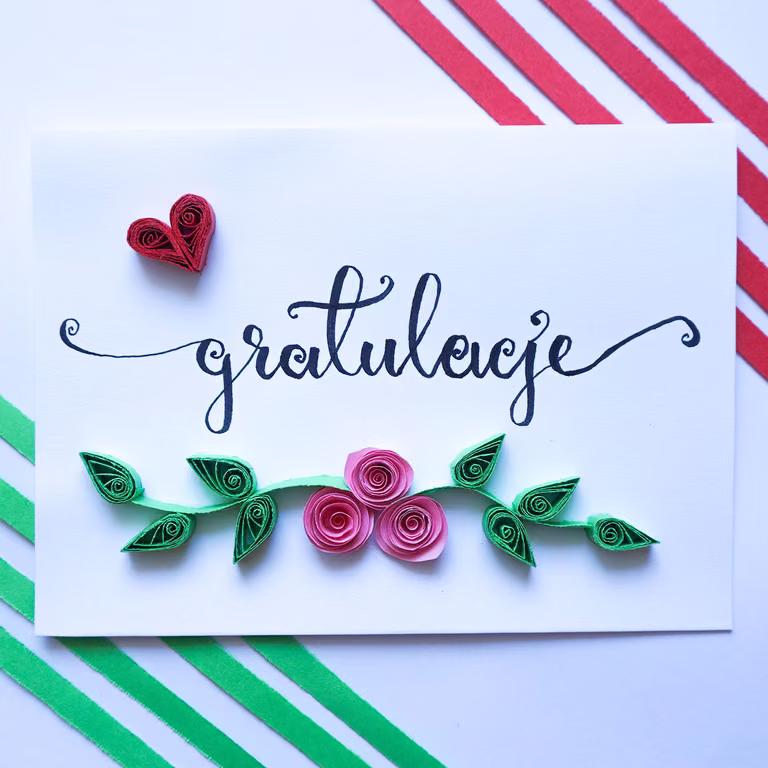 Kartka ślubna handmade - quilling