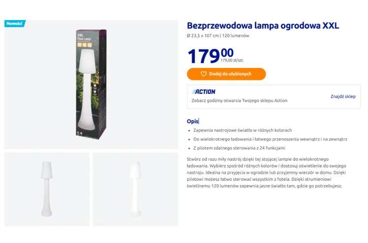 Zdjęcie Ta stojąca lampa z Action podbije ogrody w 2026 roku! Bez kabla, nastrojowe kolorowe światło, a kształt i rozmiar XXL robi wrażenie #1
