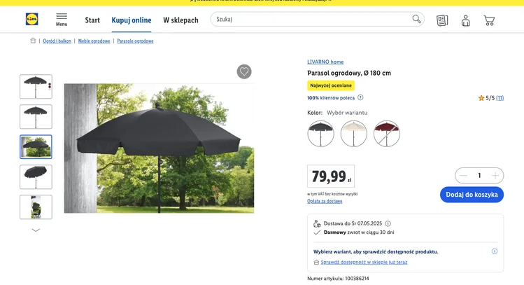 Zdjęcie Ten parasol z Lidla to hit do ogrodu! Dostępny w 3 kolorach, regulacja kąta i tylko za 79,99 zł #1