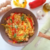 Ziołowe tagliatelle z indykiem i papryką