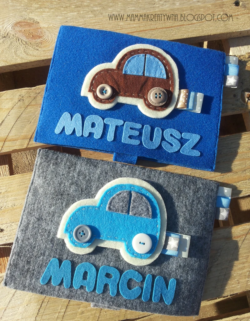 Ręcznie szyte etui na książeczkę zdrowia dziecka.