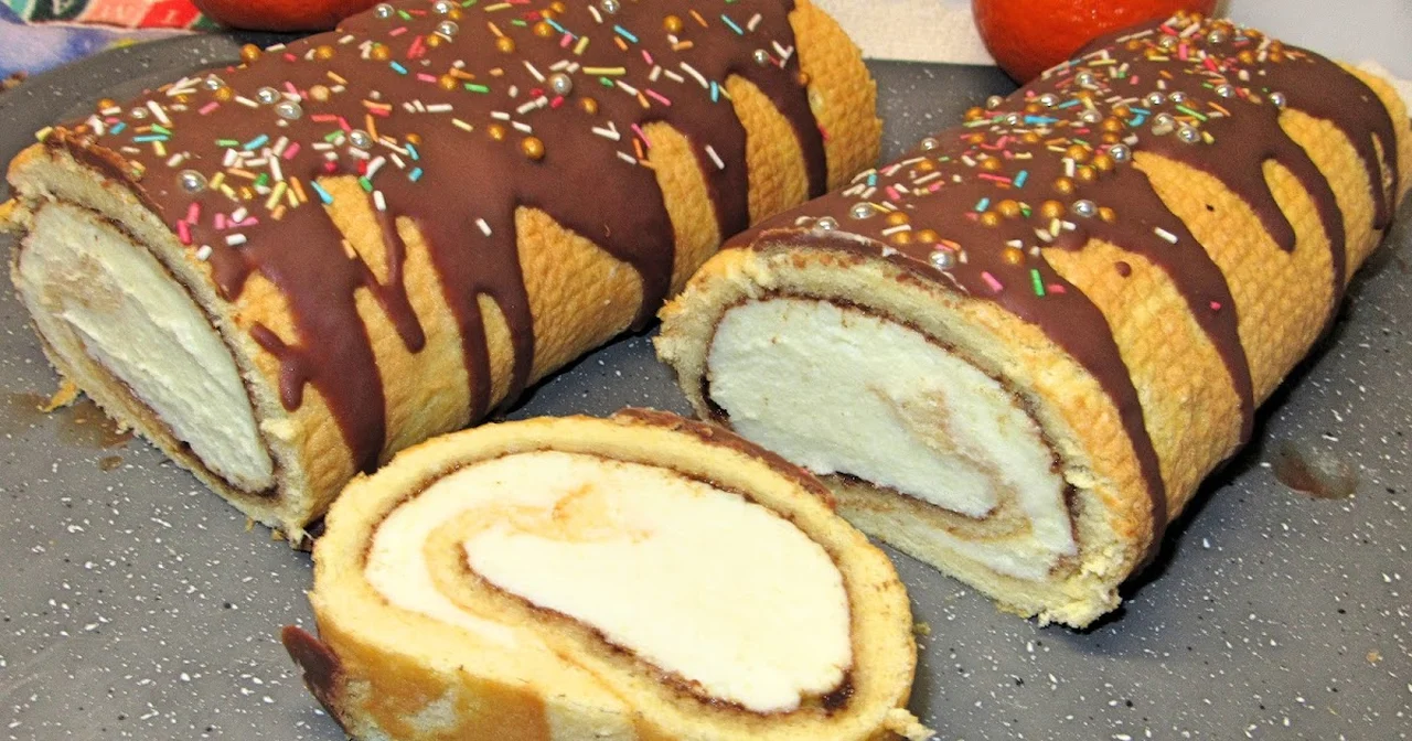 Przepyszna Rolada biszkoptowa z kremem i powidłami-łatwa, delikatna +FILM