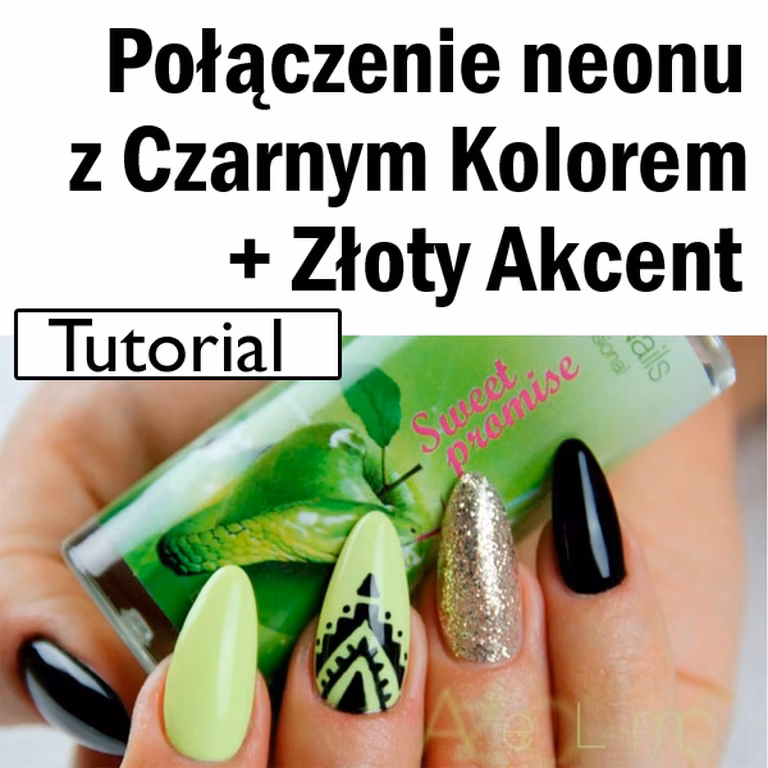 Tutorial: Połączenie neonowego koloru z czarnym + akcent brokatowy