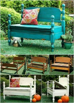 Ładna ławka w ogrodzie
