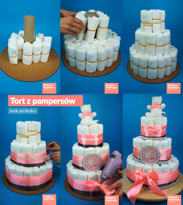 Tort z pampersów - krok po kroku