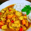 Kurczak curry z brzoskwiniami