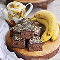 Ciasto bananowe z polewą bez glutenu, bez cukru, wegańskie