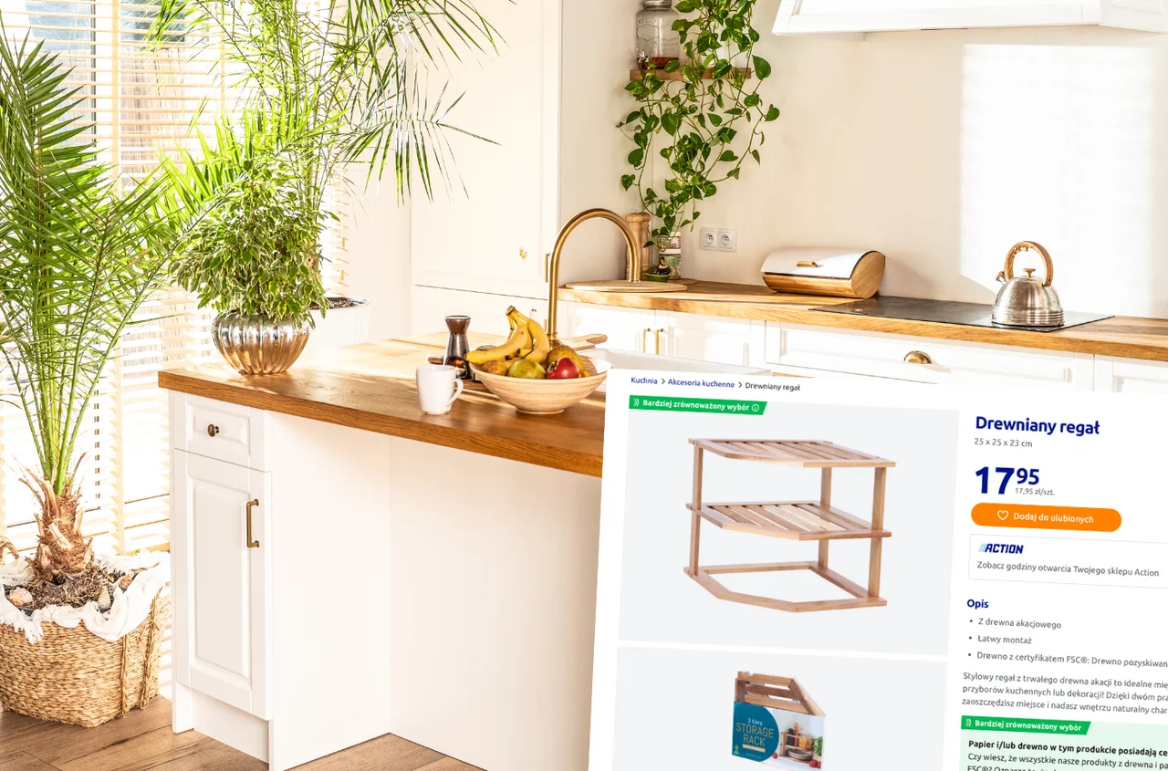 Ta półka z Action wygląda jak z katalogu wnętrz! Kosztuje tylko 17,95 zł, a robi efekt „wow” w kuchni