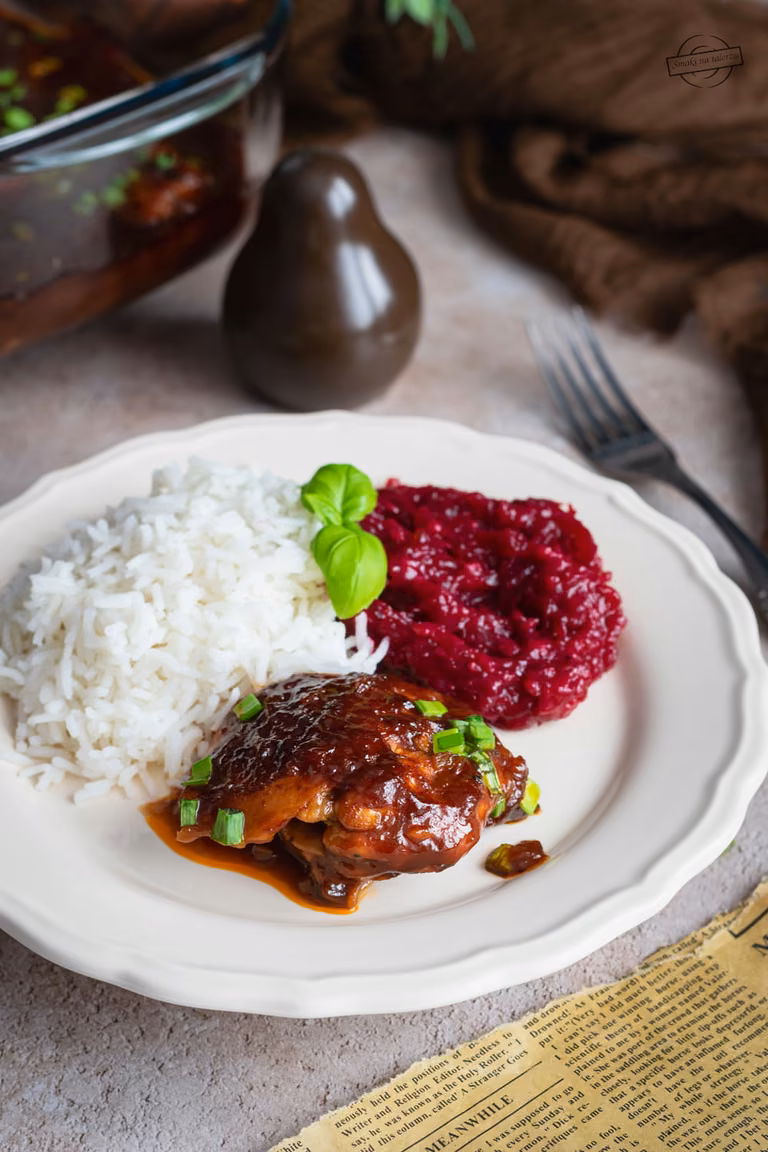 Udka w sosie powidłowo-ketchupowym