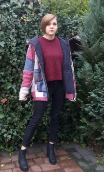 Sweter w łatki - patchwork na drutach
