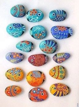 Świetna ozdoba rybki malowane kamienie
