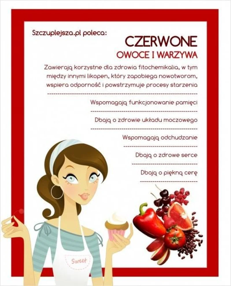 Czerwone owoce i warzywa