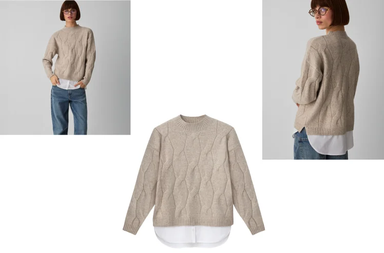 Zdjęcie Ten sweter z koszulą z Pepco za 60 zł to modowy sztos! Ciepły i stylowy - warkoczowy gruby splot dodaje uroku #2