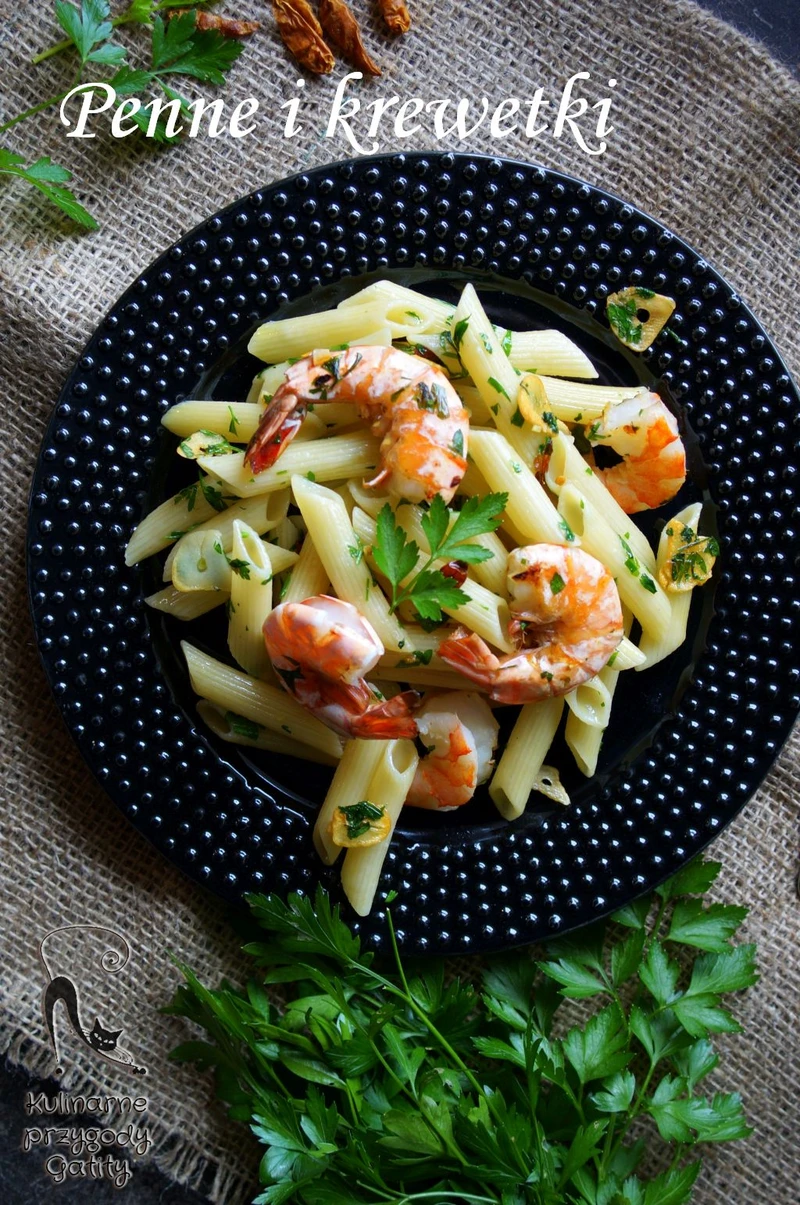 Makaron aglio & olio z krewetkami