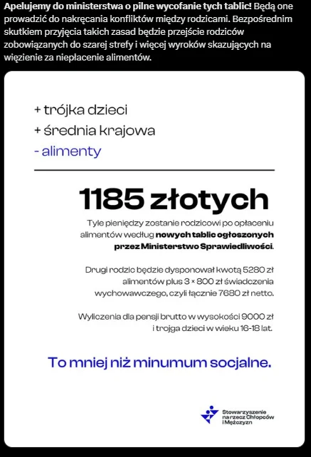 Zdjęcie Alimenty na poziomie 87% pensji? Ministerstwo prezentuje kontrowersyjną tablicę wyliczeń #7