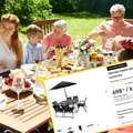 Duży stół, 6 krzeseł i parasol! Cena Castoramy za taki zestaw wymiata, a letni relaks w ogrodzie gwarantowany!